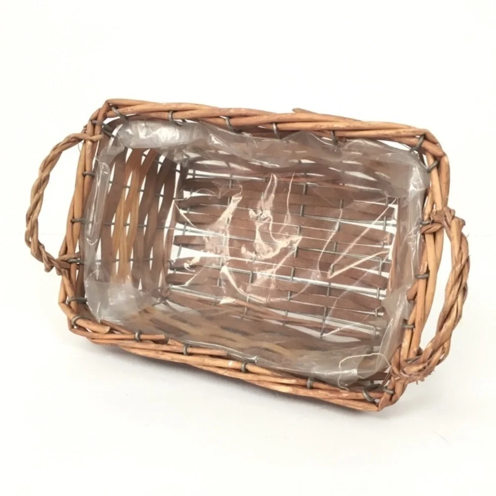 2 Baskets World Market Wood Metal Woven Cottagecore Cabincore Coastal Grandma